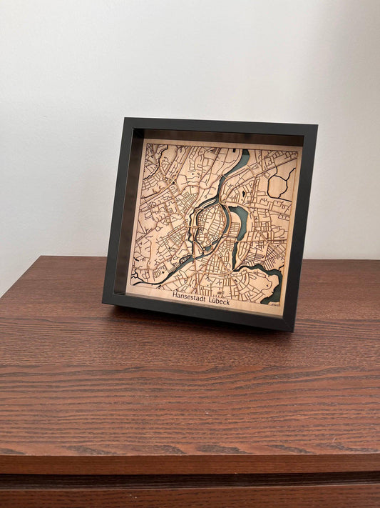 Vintage View - Individuelle Laser Cut Map aus Sperrholz